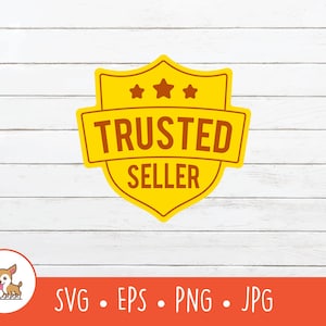 Vertrauenswürdiger Verkäufer Abzeichen Clipart, Vertrauenswürdiger Verkäufer Label SVG, Vektor Vertrauensvoller Verkäufer Abzeichen geschnitten Datei für Cricut, PNG, EPS, sofortiger digitaler Download