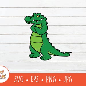 Cartoon Krokodil Clipart, Krokodil SVG, Vektor Alligator geschnitten Datei für Cricut, PNG, EPS, sofortiger digitaler Download