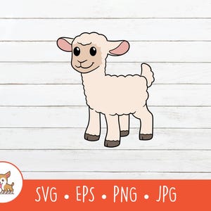 Cartoon Lamb Clipart, Lamb SVG, Vector Lamb Cut File For Cricut, PNG, EPS, Instant Digital Download