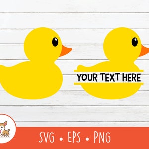 Rubber Duck SVG, Split Rubber Duck Name Frame, Vector Rubber Duck Clipart, Bath Duck Cut File For Cricut, PNG, EPS, Digital Download