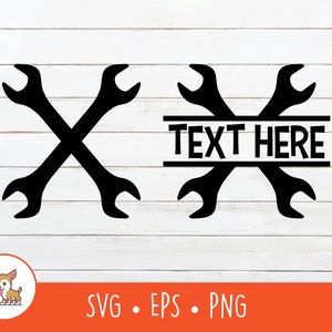 Crossed Wrenches SVG, Split Crossed Wrenches Name Frame, Wrench Clipart, Vector Wrench Cut File For Cricut, PNG, JPG, Digital Download