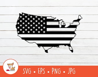 USA Karte Flagge SVG, USA Flagge Karte Clipart, Vektor USA Karte geschnitten Datei für Cricut, PNG, sofortiger digitaler Download