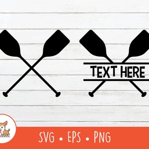 Crossed Paddles SVG, Split Paddles Name Frame, Crossed Paddles Clipart, Paddles Cut File For Cricut, PNG, EPS, Instant Digital Download