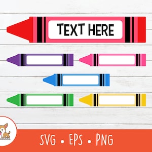 Crayon SVG, quadro de nome de giz de cera, clipart de giz de cera vetorial, arquivo de corte de giz de cera para Cricut, PNG, EPS, download digital instantâneo