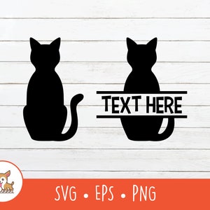 SVG kat, kat naamlijst gesplitst, vector kat clipart, kat gesneden bestand voor Cricut, png, eps, instant digitale download