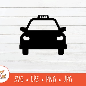 Taxi Cab SVG, Taxi Clipart, Vektor-Taxi Cab Cabochon-Schnittdatei für Cricut, PNG, EPS, sofortiger digitaler Download