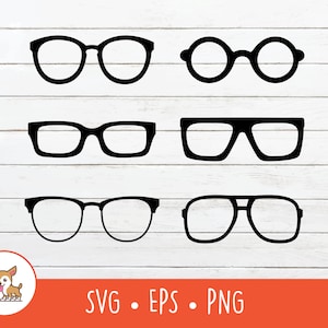 Glasses SVG Bundle, Glasses Clipart, Vector Glasses Cut File For Cricut, PNG, EPS, Instant Digital Download