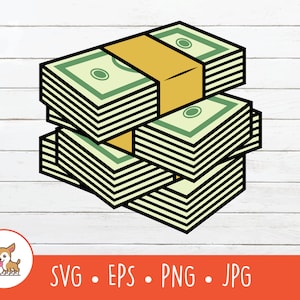 Stack of Money Clipart, Money SVG, Vector Money Cut File per Cricut, PNG, EPS, Download digitale istantaneo