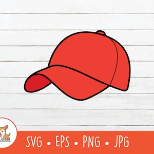 Clipart di cappello da baseball dei cartoni animati, berretto da baseball SVG, file di taglio del cappello vettoriale per Cricut, PNG, EPS, download digitale istantaneo