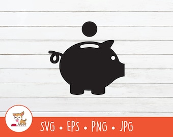 Piggy Bank SVG, Piggy Bank Clipart, Vector Piggy Bank Cut File For Cricut, PNG, EPS, Instant Digital Download
