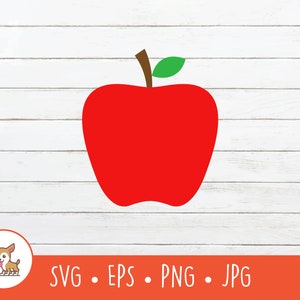 Apple SVG, Apple Clipart, arquivo vetorial de corte de maçã para Cricut, PNG, EPS, download digital instantâneo