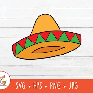 Sombrero Clipart, Vector Sombrero SVG, Mexican Sombrero Cut File For Cricut, PNG, EPS, Instant Digital Download