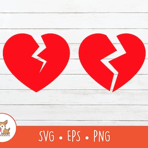 Broken Heart SVG, Broken Heart Clipart, Broken Heart Cut File For Cricut, PNG, EPS, Instant Digital Download