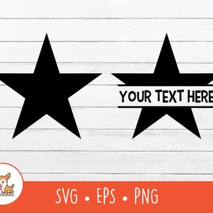 May include: Two black star shapes, one with a banner that says "YOUR TEXT HERE". The stars are on a white wood background.