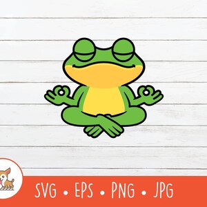 Meditating Frog Clipart, Meditating Frog SVG, Vector Yoga Frog Cut File For Cricut, PNG, EPS, Instant Digital Download