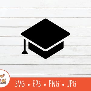 Afstudeerhoed SVG, academische pet clipart, vector afstuderen pet gesneden bestand voor Cricut, png, eps, instant digitale download