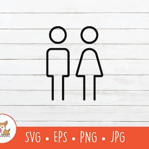 Mannelijke en vrouwelijke symbolen SVG, mannelijke en vrouwelijke clipart, vector mannen en vrouwen gesneden bestand voor Cricut, PNG, EPS, digitale download