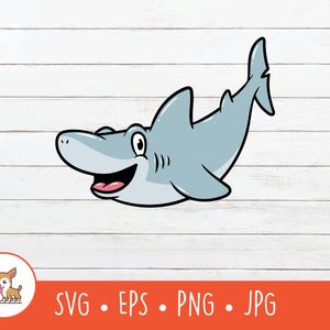 Cartoon haai clipart, haai SVG, vector haai gesneden bestand voor Cricut, png, eps, instant digitale download