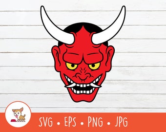 Oni Mask Clipart, Vector Oni SVG, Japanese Oni Cut File For Cricut, PNG, EPS, Instant Digital Download