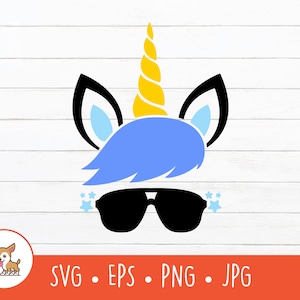 Boy Unicorn SVG, Vector Unicorn Clipart, Mannelijke Unicorn Cut Bestand voor Cricut, PNG, EPS, Instant Digitale Download