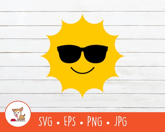 Sun with sunglasses vector drawing | Free SVG