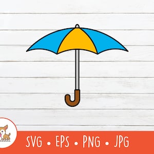 Imágenes prediseñadas de paraguas de dibujos animados, SVG de paraguas, archivo de corte de paraguas vectorial para Cricut, PNG, EPS, descarga digital instantánea