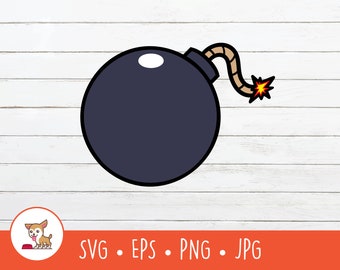 Bombe Clipart, Bombe SVG, Vektor Bombe Schnittdatei für Cricut, PNG, EPS, sofortiger digitaler Download
