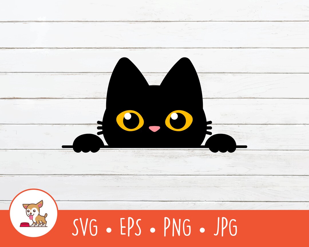 peeking black cat poster, cute cat print, home decor,... Cute Peeking Black Cat Clipart, Peeking Cat SVG, Vector Peeking Black ...