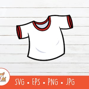 Cartoon T-shirt Clipart, T-shirt SVG, Vector T-shirt Cut File For Cricut, PNG, EPS, Digital Download