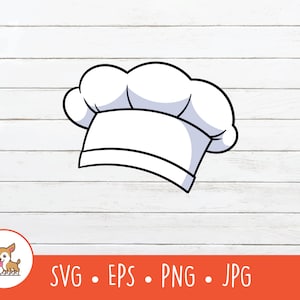 Cartoon Chef Hat Clipart, Chef Hat SVG, Vector Chef Cut File For Cricut, PNG, EPS, Instant Digital Download