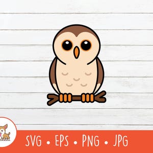 Cartoon Owl Clipart, Owl SVG, Vector Owl Cut File For Cricut, PNG, EPS, Instant Digital Download