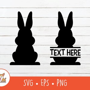 Bunny Rabbit SVG, Split Rabbit Name Frame, Vector Bunny Clipart, Bunny Rabbit Cut File For Cricut, PNG, EPS, Instant Digital Download