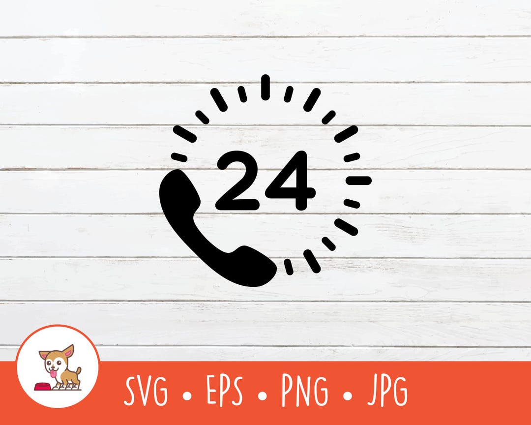 24 Hour Call Service Symbol SVG, 24 Hour Call Service Clipart, Vector ...