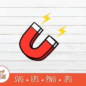 Clipart aimant de dessin animé, aimant SVG, aimant vectoriel couper fichier pour Cricut, PNG, EPS, téléchargement numérique instantané