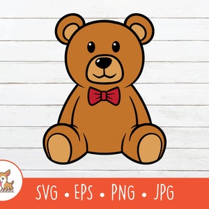 Teddy Bear Clipart, Teddy Bear SVG, Vector Bear Cut File For Cricut, PNG, EPS, Instant Digital Download