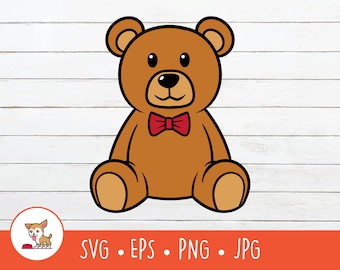 Teddy Bear Clipart, Teddy Bear SVG, Vector Bear Cut File For Cricut, PNG, EPS, Instant Digital Download