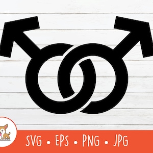 Männliches Homosexuelles Symbol SVG, Vektor männliches Homosexuelles Zeichen Clipart, männliches homosexuelles Symbol Cut File, PNG, EPS, Sofortiger digitaler Download