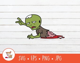Cartoon Zombie Clipart, Zombie SVG, Vector Zombie Cut File For Cricut, PNG, EPS, Instant Digital Download