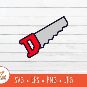 Cartoon Saw Clipart, Hand Saw SVG, Vector Handsaw Cut File For Cricut, PNG, EPS, Instant Digital Download