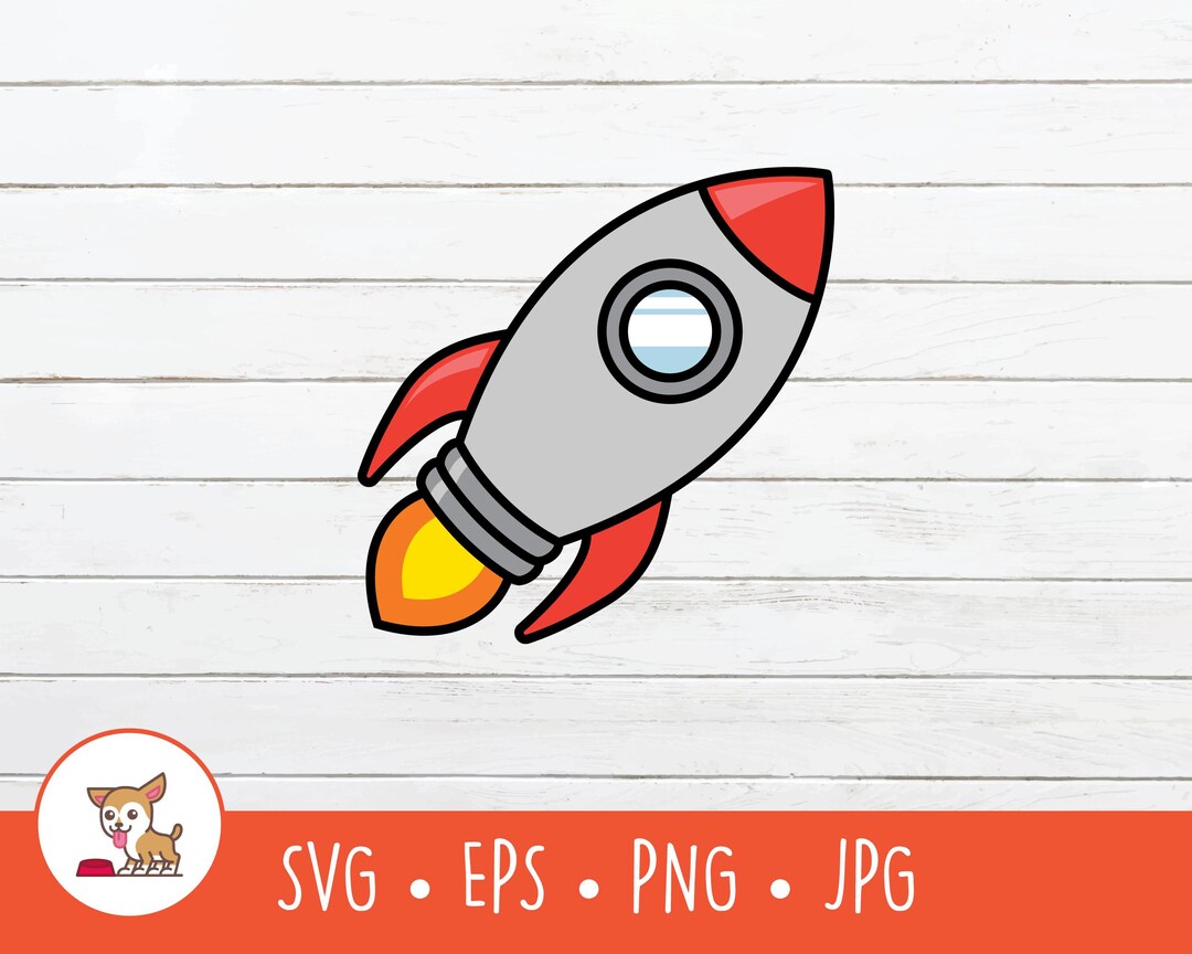 Cartoon Rocket Clipart, Rocketship SVG, Vector Rocket Cut File for ...