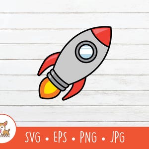 Clipart de cohete de dibujos animados, SVG de cohete, archivo vectorial de corte de cohete para Cricut, PNG, EPS, descarga digital instantánea
