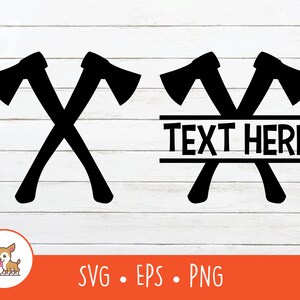 Crossed Axes SVG, Split Crossed Axes Name Frame, Hatchet Clipart, Vector Axes Cut File For Cricut, PNG, JPG, Digital Download