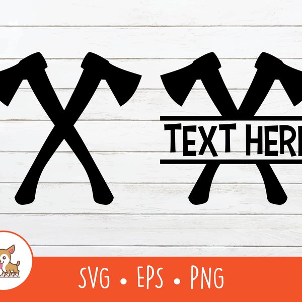 Crossed Axes SVG, Split Crossed Axes Name Frame, Hatchet Clipart, Vector Axes Cut File For Cricut, PNG, JPG, Digital Download