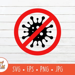 No Virus SVG, No Virus Clipart, Vector No Virus Sign Cut File For Cricut, PNG, EPS, Instant Digital Download
