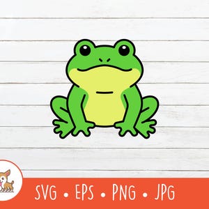 Cartoon Frog Clipart, Frog SVG, Vector Frog Cut File For Cricut, PNG, EPS, Instant Digital Download