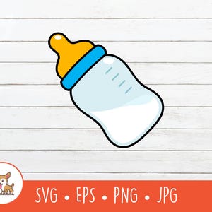 Cartoon Milk Bottle SVG, Baby Bottle Clipart, Vector Milk Bottle Cut File For Cricut, PNG, EPS, Instant Digital Download