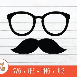 Hipster SVG, Hipster Clipart, óculos Hipster e arquivo de corte de bigode para Cricut, download digital