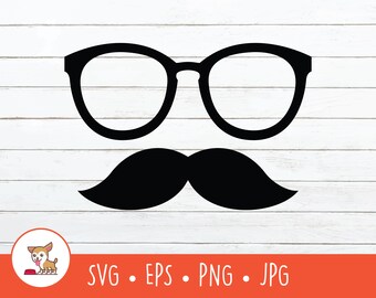 Hipster SVG, Hipster Clipart, Hipster Glasses and Moustache Cut File For Cricut, Digital Download