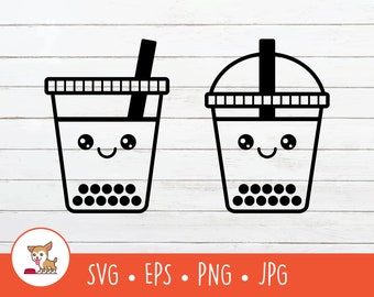 Kawaii Bubble Tea SVG, Vector Bubble Tea Clipart, Boba Tea Cut File For Cricut, PNG, EPS, Instant Digital Download
