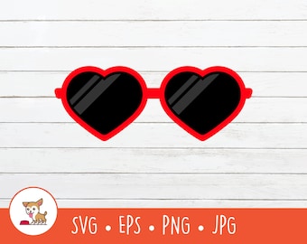 Love Glasses Clipart, Heart Glasses SVG, Vector Heart Shaped Glasses Cut File For Cricut, PNG, EPS, Instant Digital Download